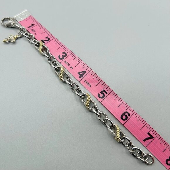 Judith Ripka FLEUR DE LIS Bracelet Sterling Silver & 14k Gold - Picture 8 of 8